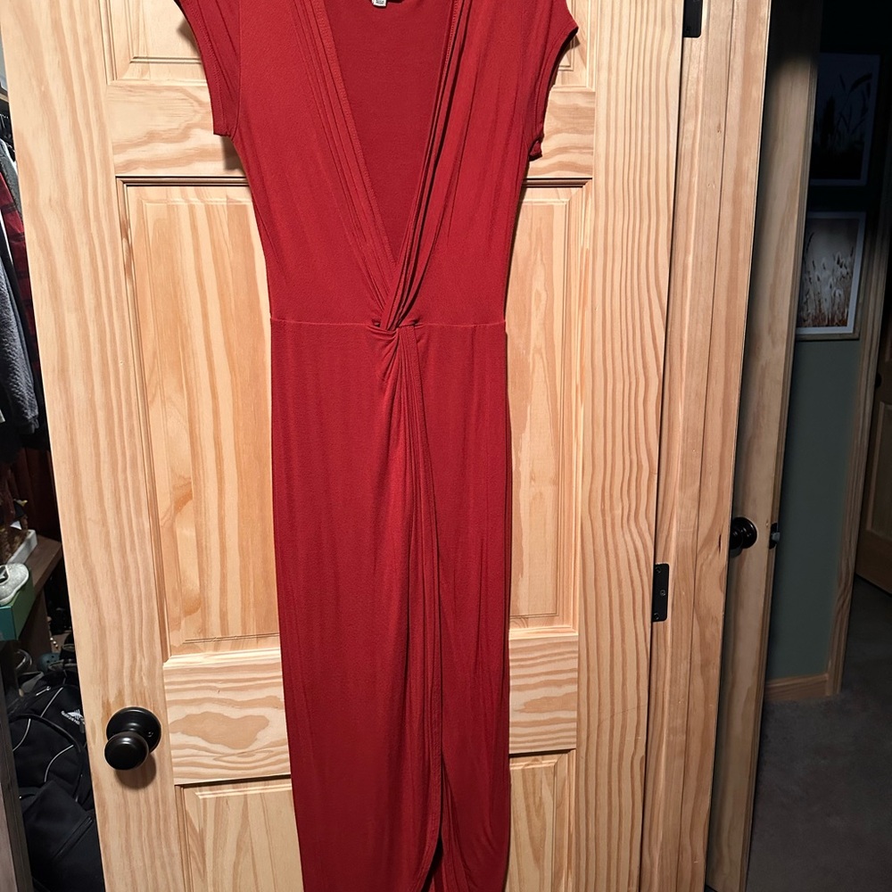 Rolla Coster Red Bodycon Midi Dress V-Neck